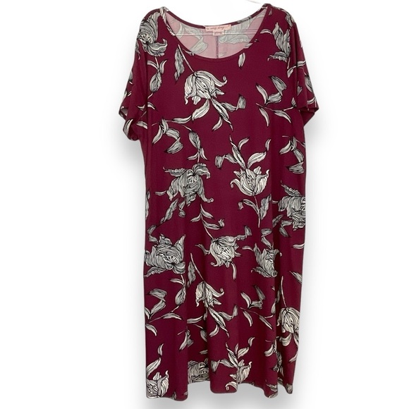 Penningtons Dresses & Skirts - In Every Story Dress Floral Cotton Burgundy Red Purple Black Loose Midi Size 1X